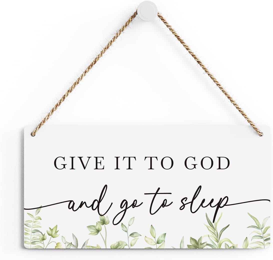Christian Decor Give It to God And Go To Sleep Sign Rustic Bible Verse Sign Scripture Printed Wood Sign Wall Art Religious Gifts Faith Based Gifts