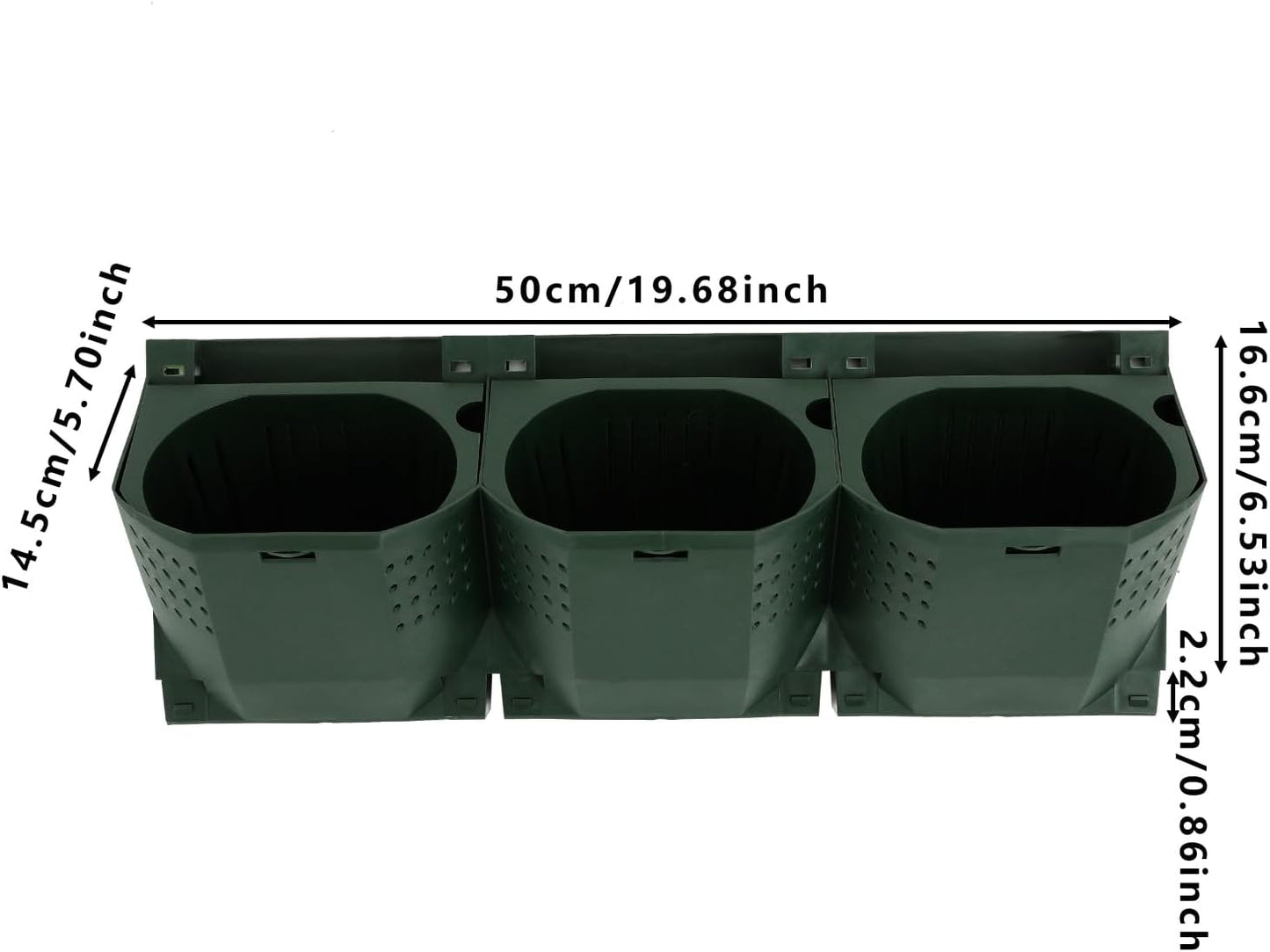 12Pieces 3-Pot Wall Planter Vertical Garden Plant Walls Wall Mounted Vertical Planter with Water-Storage Layer Stackable Wall-Mounted Flower Pot for Gardens, Balconies 180.78lbs Total Capacity (Green)