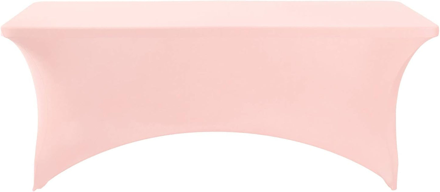 Spandex Table Cover for 6Ft or 4fT or 8ft Table Universal Fitted Stretch Tablecloth for Party, Banquet, Wedding and Events-Blush Pink