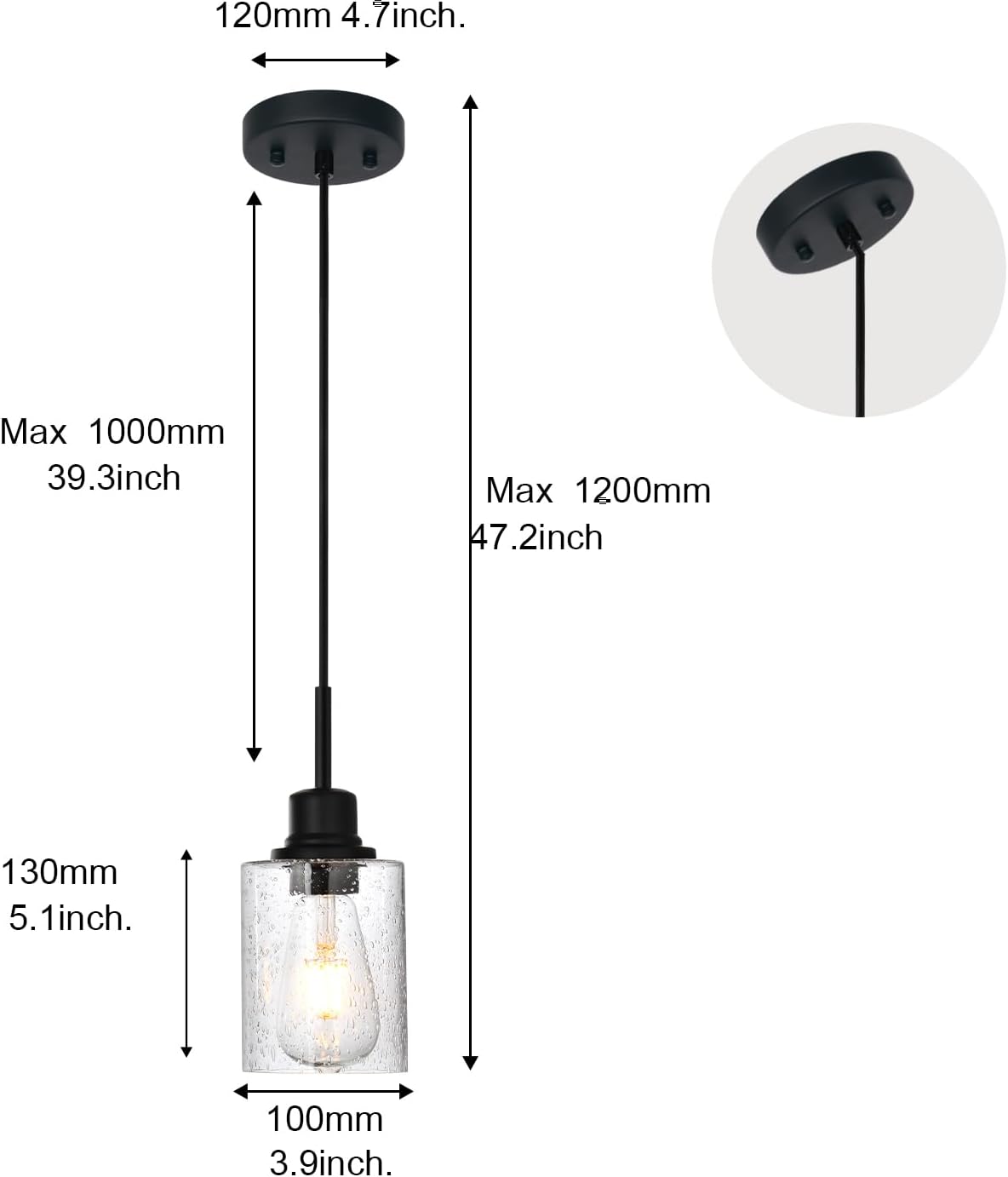 Modern Farmhouse Pendant Lighting for Kitchen Island,Industrial Dining Room Light Fixtures Hanging Over Table with Seeded Glass,2 Pack Black Pendant Lights Mini Chandeliers for Sink Bar