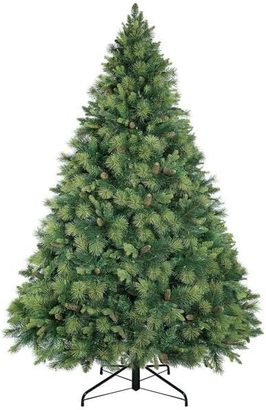 Naomi Home 4.5ft Christmas Tree with Lights, Realistic Traditional Prelit with Pine Cones, Foot Pedal 561 Branch Tips, 300 Warm Lights and Metal Stand, Aritificial Tree