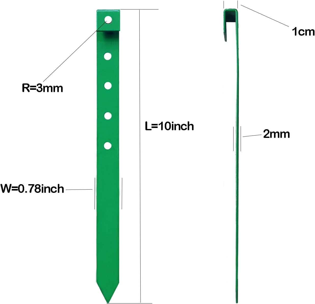 24Pcs Metal Garden Landscape Edging Stakes Green,10in anchoring Stakes Landscape Anchoring Spikes for Terrace Board, Garden Liner, Landscape Edging Coil,Bender Board,Grass Barrier