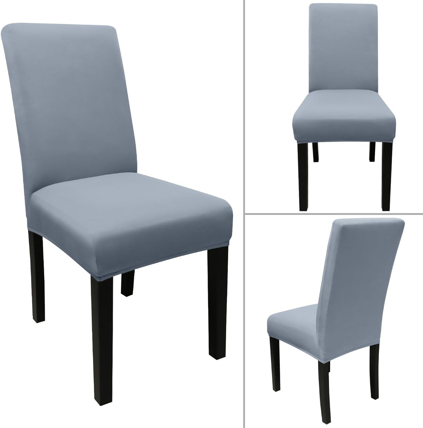 JQinHome 6 Pcs Dining Chair Slipcover,High Stretch Removable Washable Chair Seat Protector Cover for Home Party Hotel Wedding Ceremony(Light Grey)