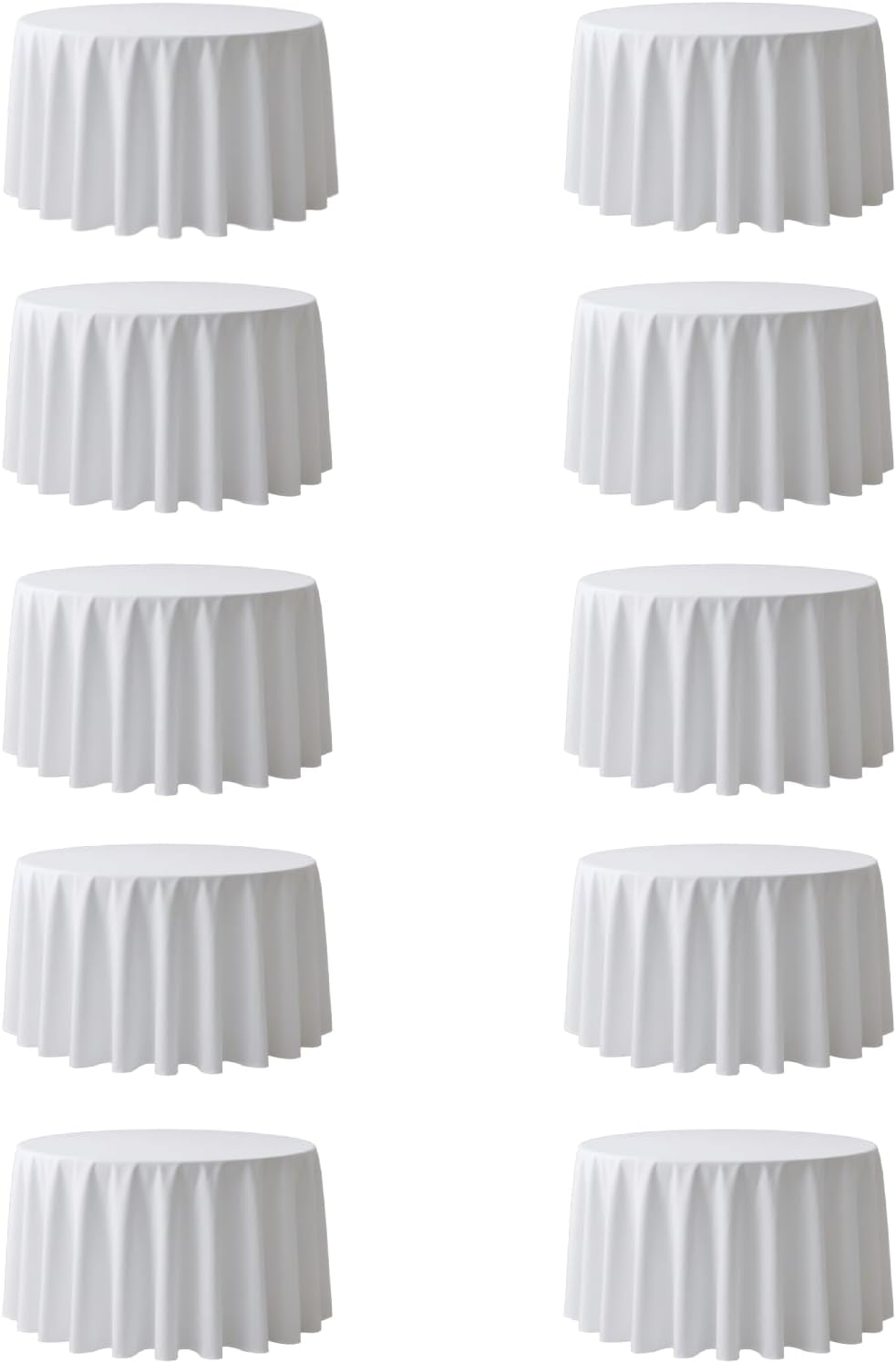 Surmente 120 inch Round tablecloths -10 Pack White Round Table Cloths, Polyester Fabric Table Covers for Weddings, Banquets, or Restaurants