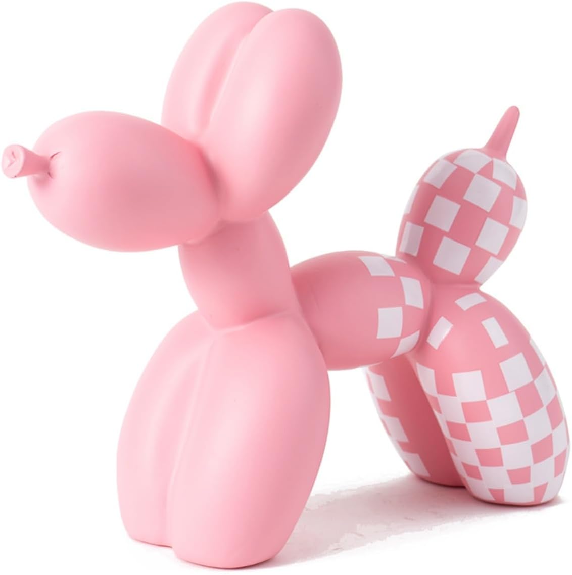 Vilead Resin Balloon Dog Statue with Checkered Pattern,Modern Home Decoration Trendy Animal Art Ornaments,Collection Figurine Bedroom Living Room Office Desktop Sculpture