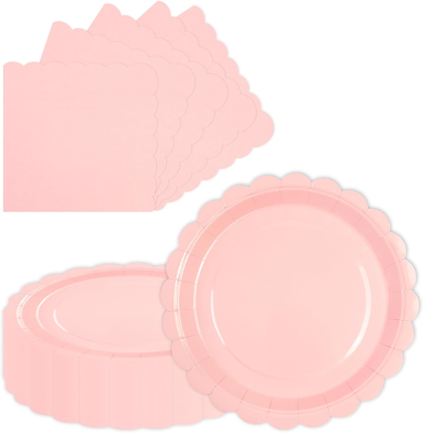 40 pcs Pink Party Paper Plates and Napkins Disposable 9 inch 20 pcs Dessert Plates & 20 pcs Napkins Tableware for Fruit Cake Party Decorations