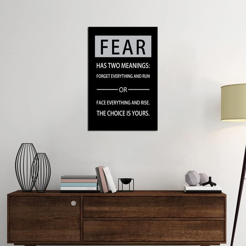 Fear Has Two Meanings Motivational Wall Art Printed Pictures Canvas Inspirational Entrepreneur Quotes Pictures Posters Home Decor Painting Frame for Living Room Office Ready to Hang [12''W x 18''H]