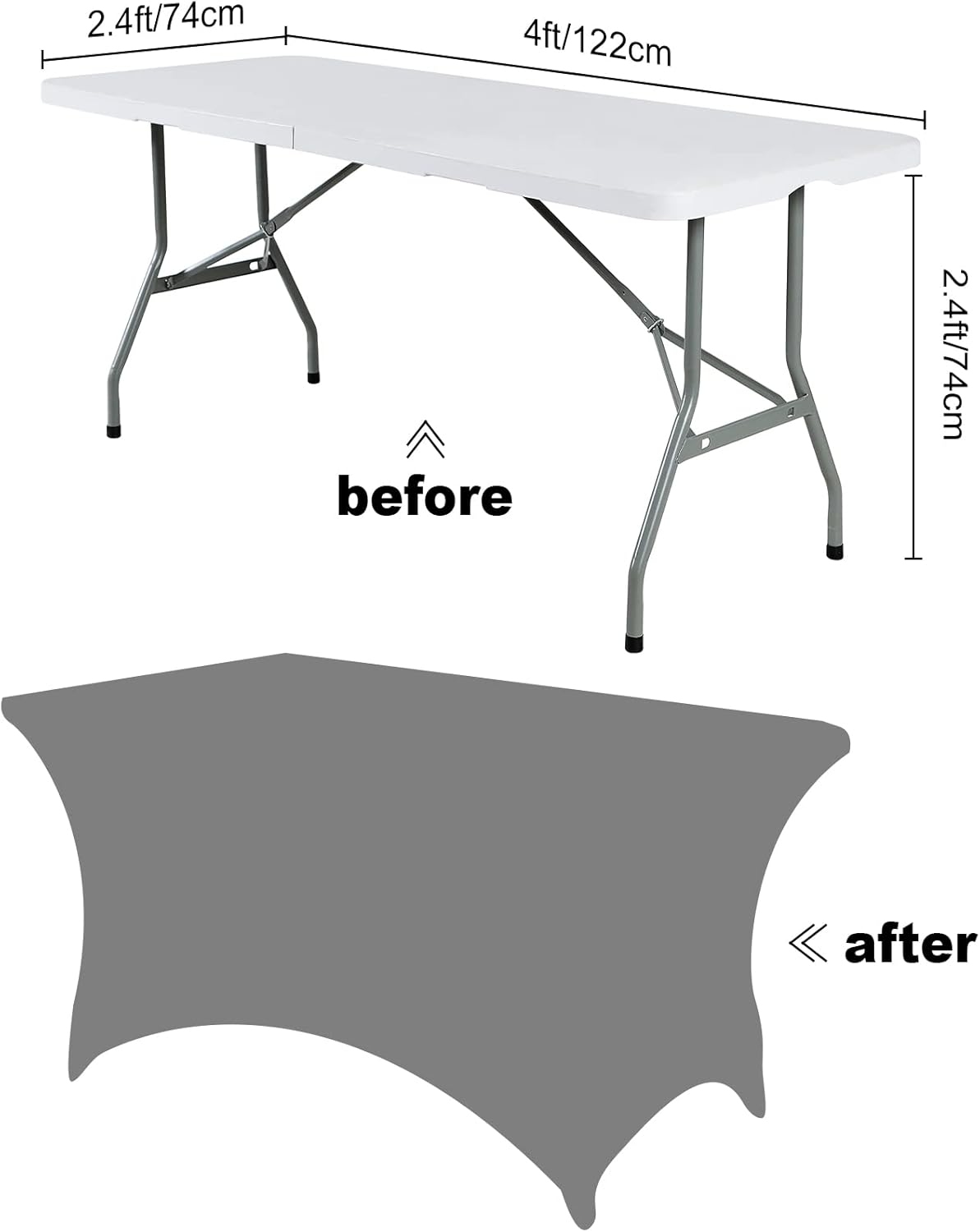 SuperO Waterproof Spandex Table Cover for 4FT Table Universal Fitted Stretch Tablecloth for Party, Banquet, Wedding and Events-Blush Pink