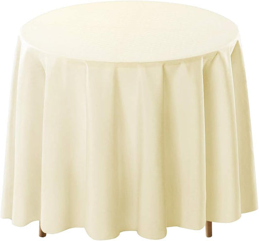 Surmente Ivory Tablecloth for Round Tables, 120-inch Round Table Cloths for Weddings, Banquets, or Restaurants