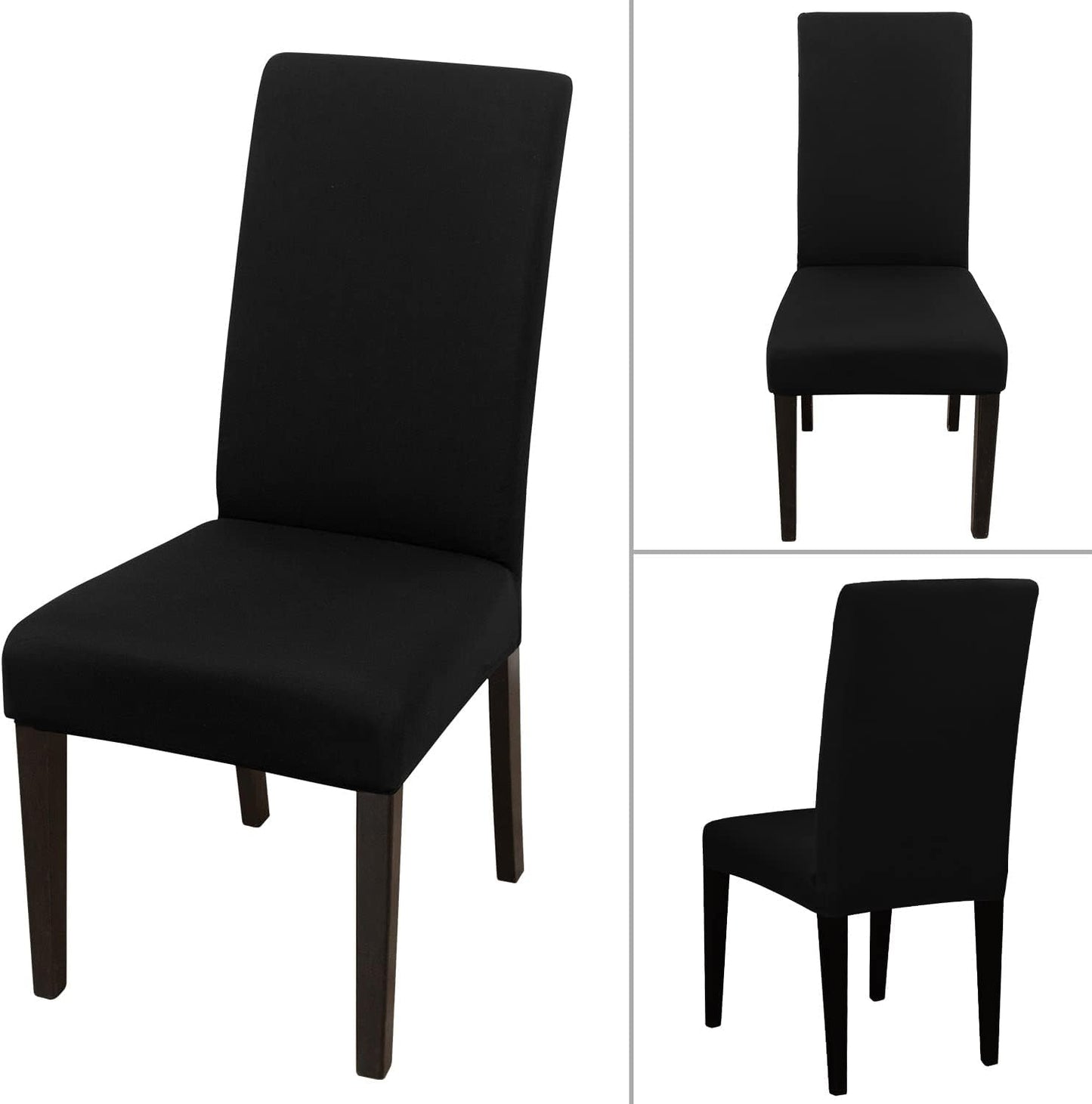 JQinHome Dining Room Chair Covers Set of 12, High Stretch Chair Slipcover Removable Washable Chair Seat Protector Cover for Home Party Hotel Wedding Ceremony (Black)
