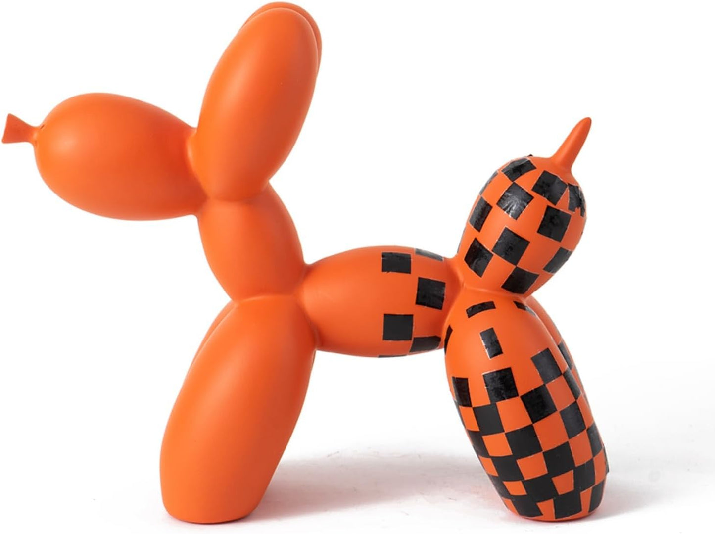 Vilead Resin Balloon Dog Statue with Checkered Pattern,Modern Home Decoration Trendy Animal Art Ornaments,Collection Figurine Bedroom Living Room Office Desktop Sculpture
