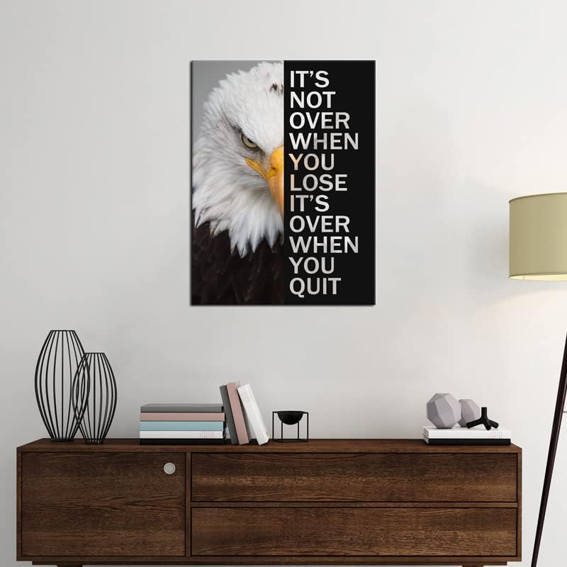 WYJZDZQ8 Eagle Inspirational Canvas Print Wall Art Animal Motivational Poster Animal Picture Painting Modern Inspiring Artwork for Home Living Room Office Decor Ready to Hang [18''W x 24''H]