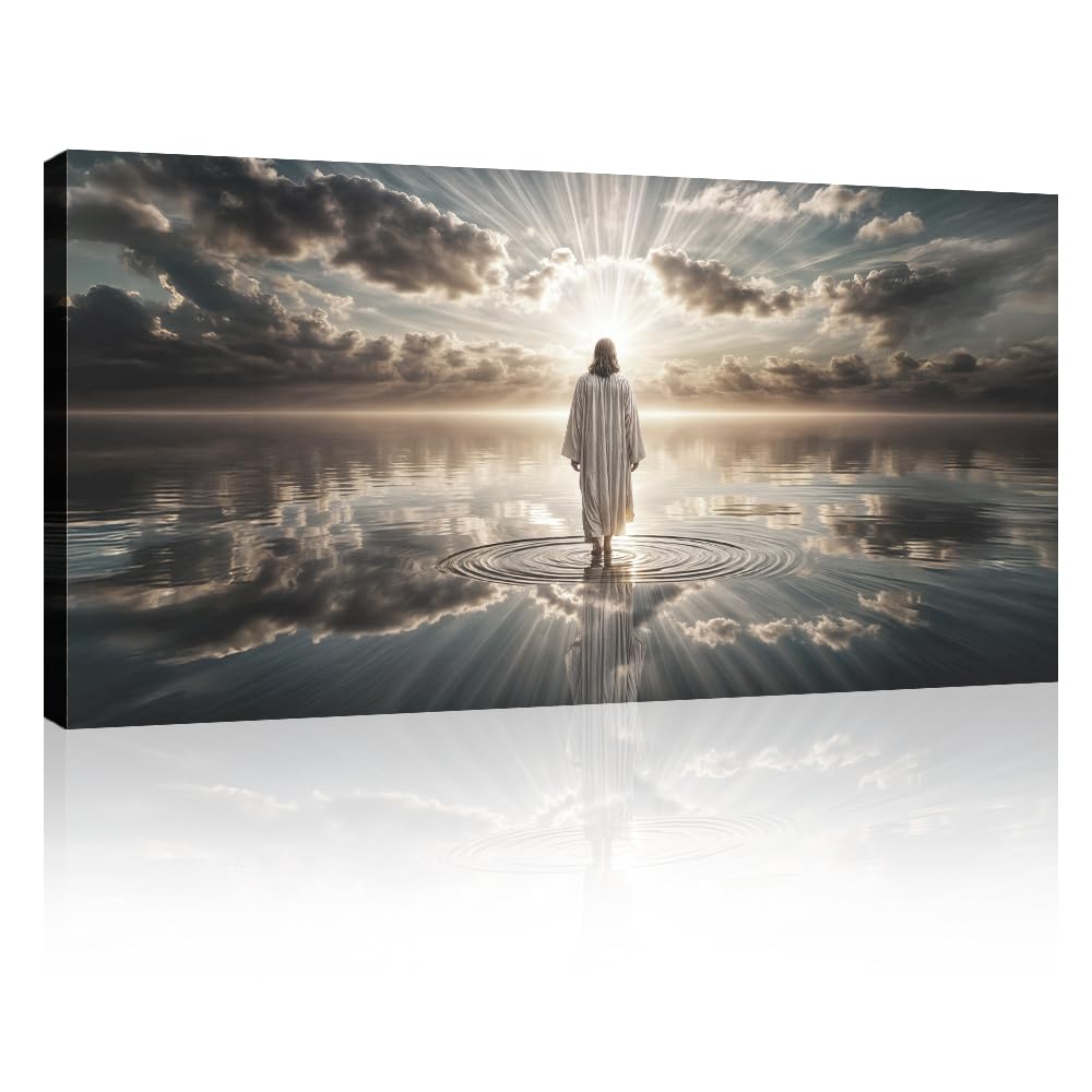 TAILORED CANVASES Jesus Walking on Water Canvas – Christian Wall Art, Jesus Canvas Wall Art, Jesus Pictures for Wall, Jesus Walks Jesus Poster, Jesus Art, Jesus Walking on Water Wall Art - 30x60