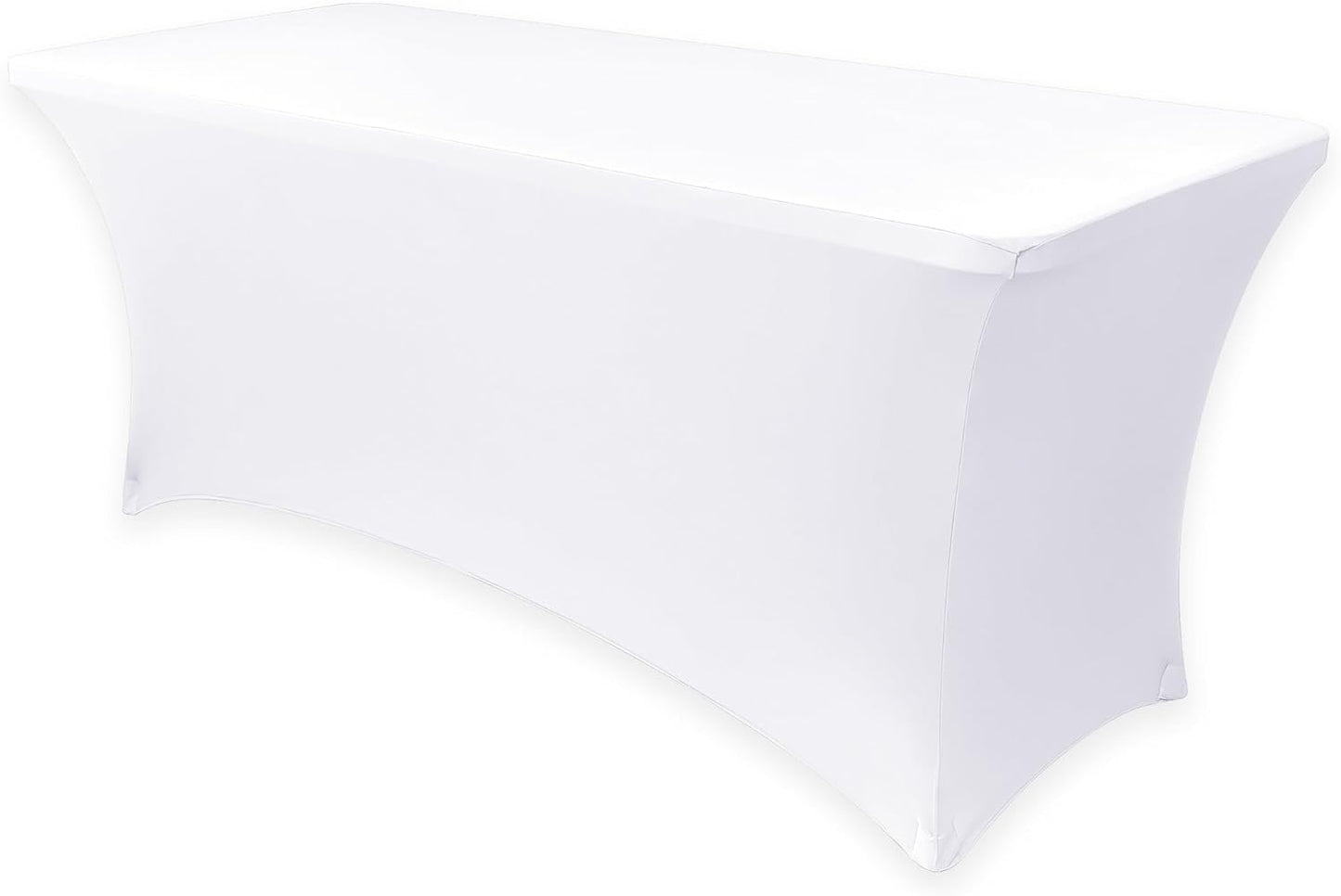 Obstal Spandex Table Cover 6ft Fitted Tablecloth Rectangular - Stretch Rectangle Folding Table Cloth for Birthday Party Wedding Banquet, White, 72L x 30W Inch