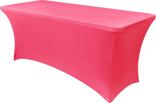 Obstal Spandex Table Cover 6ft Fitted Tablecloth Rectangular - Stretch Folding Table Cloth Rectangle for Birthday Party Wedding Banquet, Magenta Red, 72L x 30W Inch