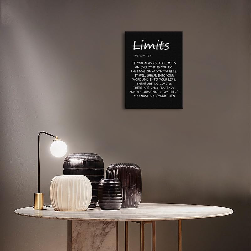 Inspirational Quotes Poster Canvas ‘There are no limits’ from Bruce Lee's Motivational Wall Art Printed Modern Artwork for Office living room Bedroom Home Decor Framed Ready to Hang[18" W X 24" H]