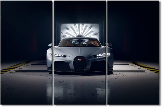 TUMOVO Car Poster Decor Canvas Prints Gray Sports Car In the Dim Light Wall Art Paintings Speedy Car Posters Stretched Pictures for Living Room Modern Home Decor Framed Wall Art Decorations 42"Wx28"H