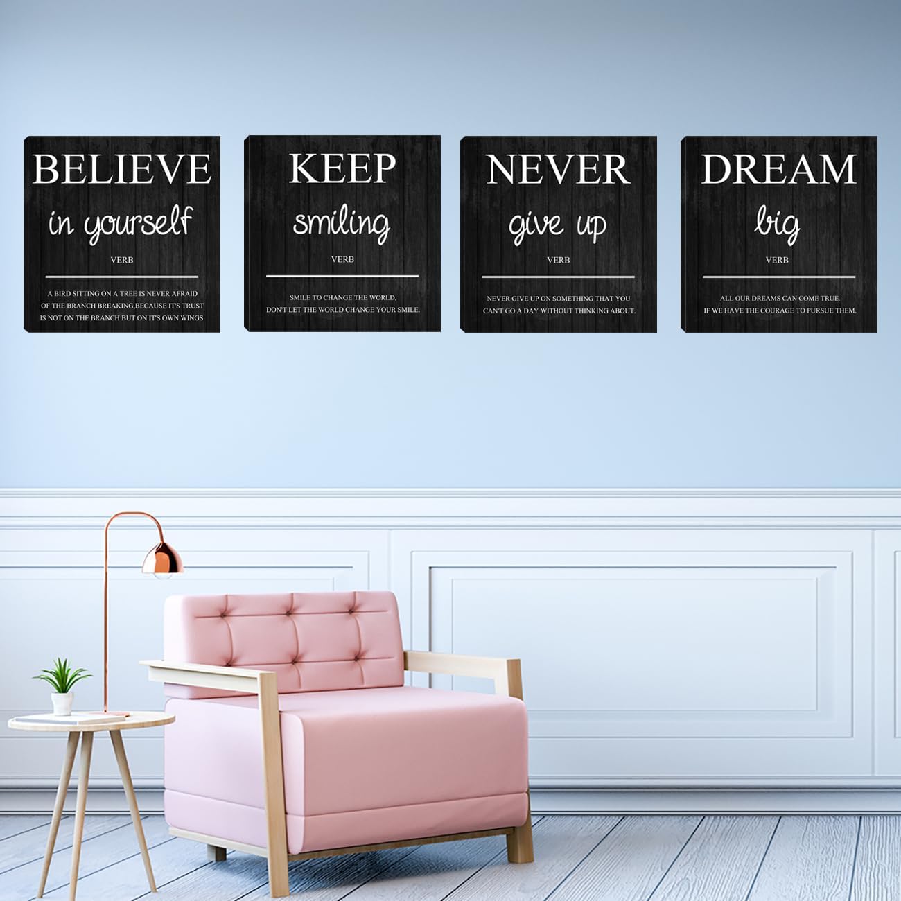 Inspirational Wall Art Office Decor, Motivational Wall Art Positive Painting Picture Quotes Prints Wall Decor for Bedroom,Living Room,Office,Classroom,Company Framed Artwork Ready to Hang 16”X16”X4