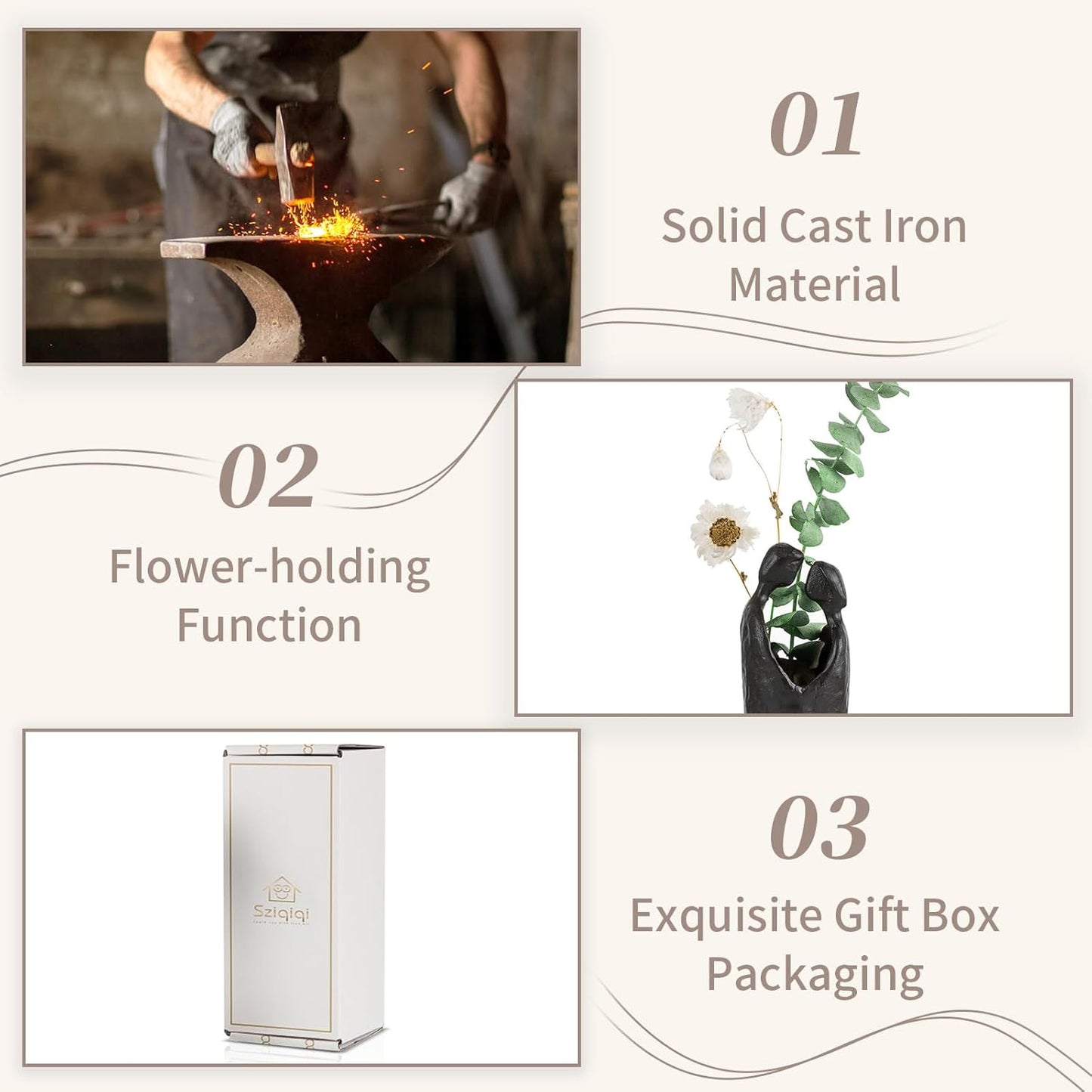 Sziqiqi 6th Anniversary Wedding Gift: Iron Gifts for 6th Anniversary for Couple - Romantic Couple Statue Metal Love Sculpture Black Abstract Figurines for Home Decor Women Her Wife Girlfriend Him Men