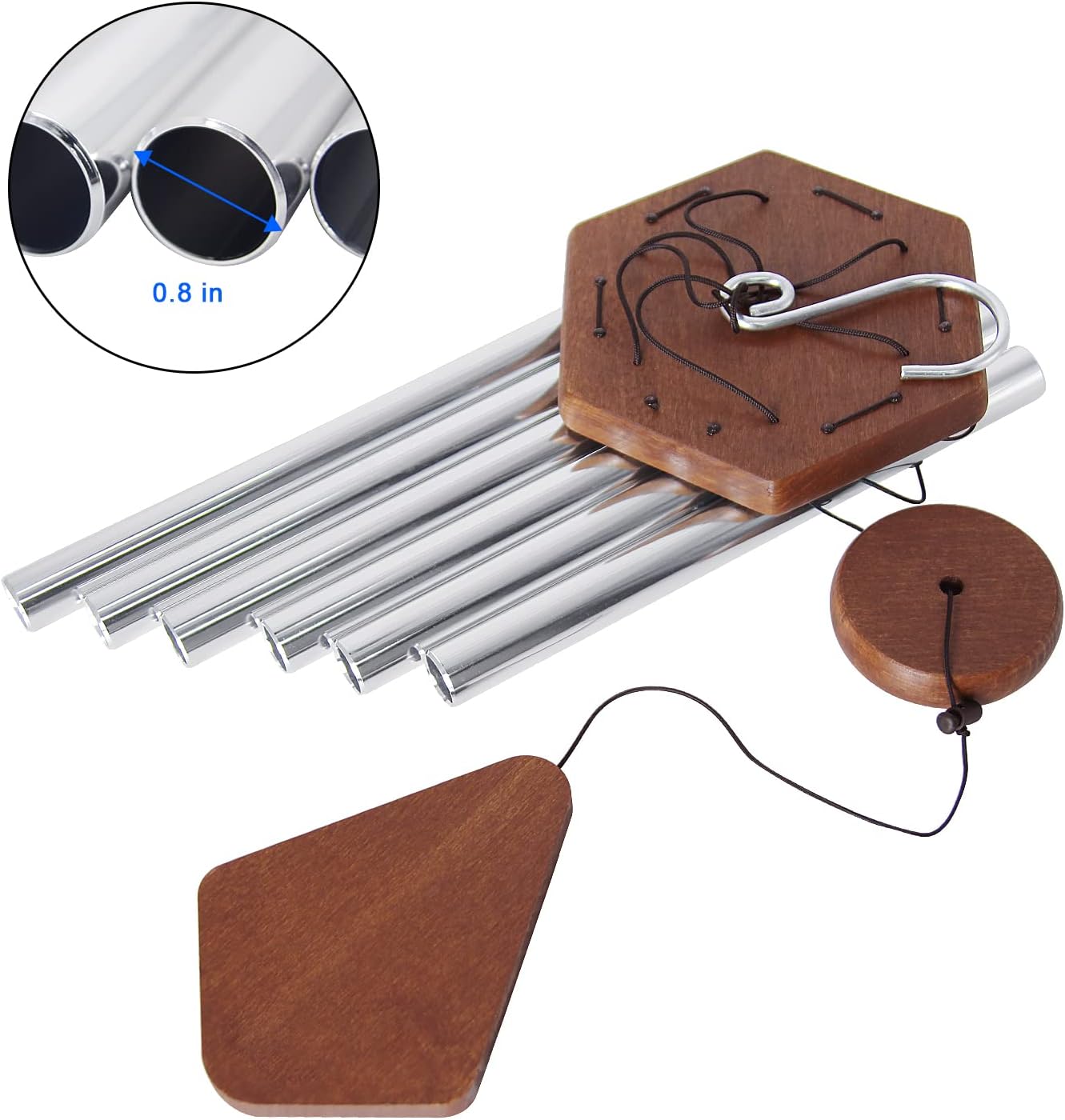 ASTARIN Memorial Wind Chimes for Outside, 30'' Deep Tone, Sympathy Wind-Chime Personalized with 6 Tuned Tubes, Elegant Chime for Garden Patio Balcony and Home Silver