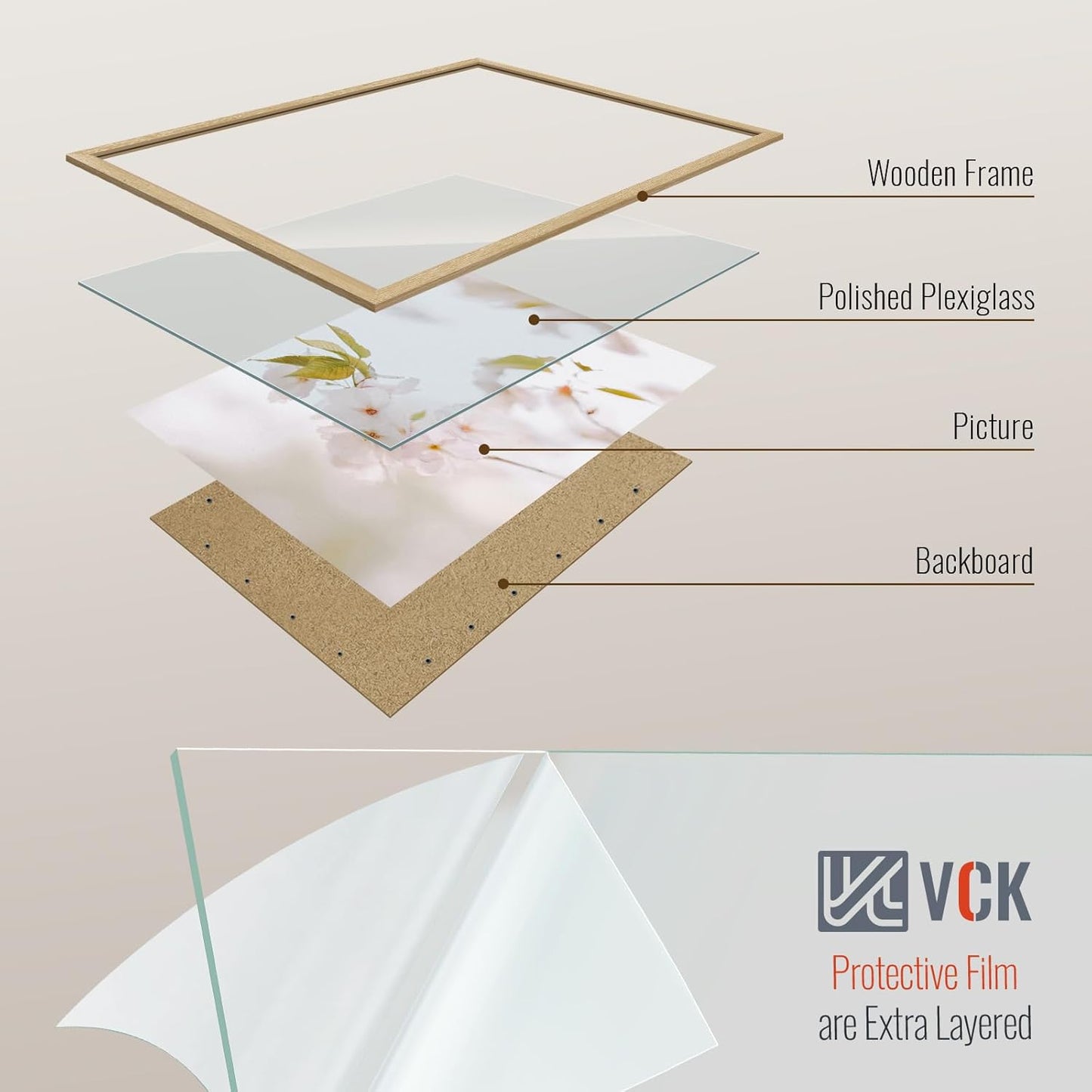 VCK 24x30 Oak Wood Frame for Poster & Picture, Natural Solid Wood Photo Frames 3 Pack, Wall Mounting Hanging