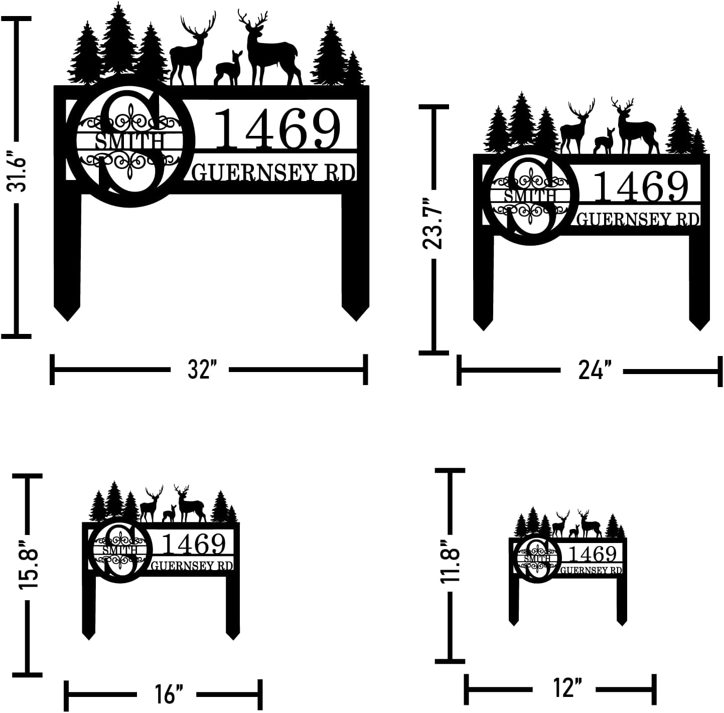 Personalized Deer Custom Garden Address Sign with Metal Stake, Housewarming Gift, Outside Camping Decor