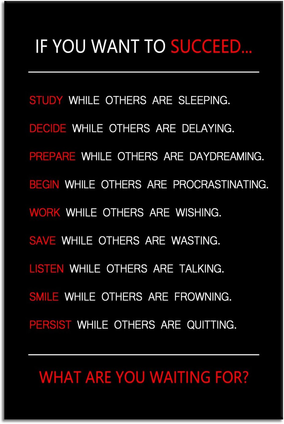 If You Want to Succeed Motivational Wall Art for Office Inspirational Painting Positive Entrepreneur Quotes Canvas Poster Pictures Print Wall Decor Artwork for Living Room Framed [24''Wx 36''H]