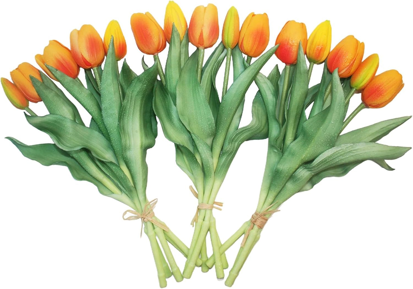 15pcs Artificial Tulips Flowers, Fake Tulips Real Touch, Faux Latex Bouquets, for Party Wedding Home Room Decoration (Orange)
