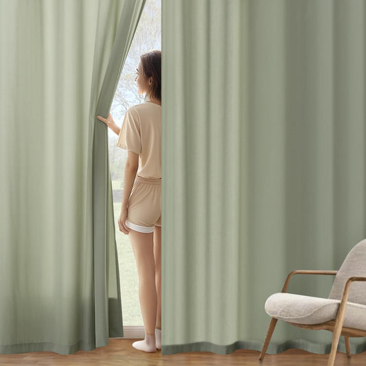 MIULEE Sage Green Privacy Sheer Curtains That Let Light in 84 Inches Long Non-See-Through Semi Sheer Curtain Light Filtering Window Curtains Drapes for Living Room Bedroom 2 Panels Set 42 X 84