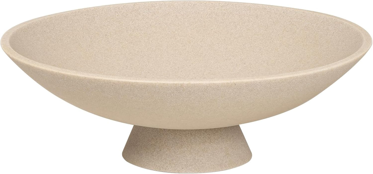 Decorative fruit bowl for Home Decor Large Modern Handicraft Key Bowl for Entryway Table Stylish Centerpiece Purse Bowl Pedestal bowl for Kitchen Counter Coffee Table(Artificial Stone Beige)