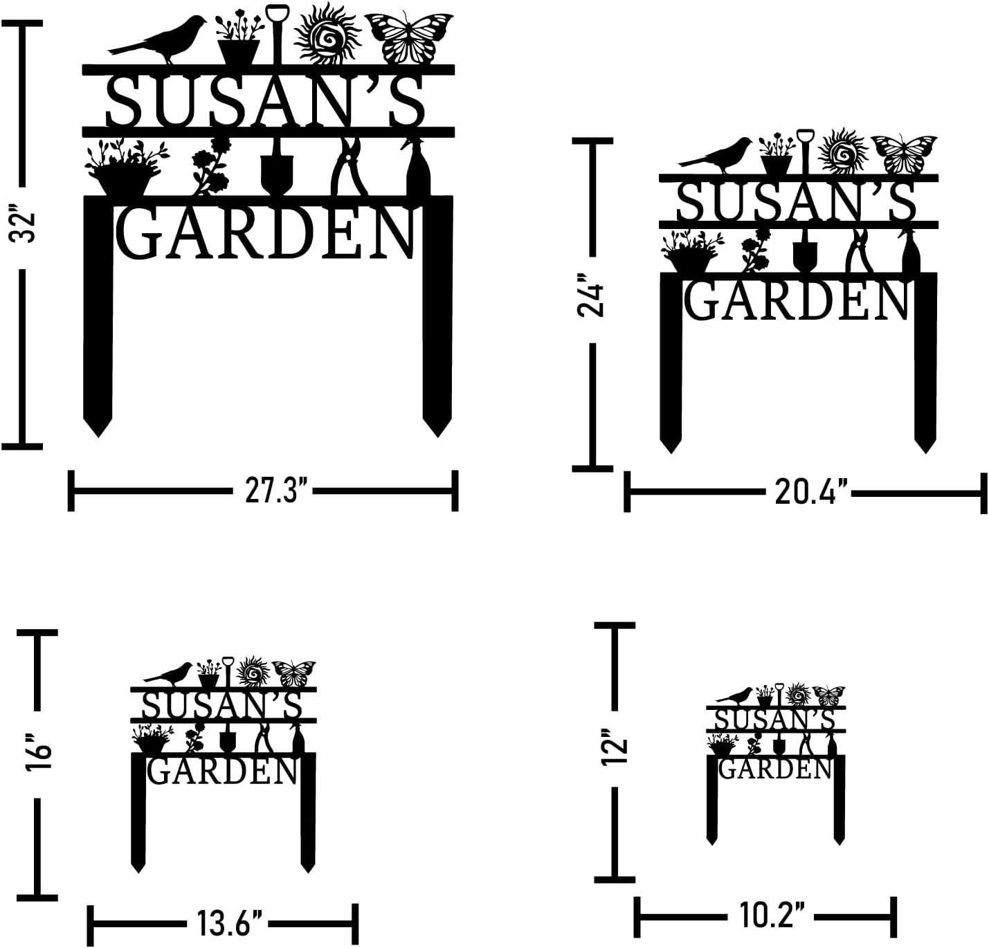 Personalized Garden Sign, Custom Garden Tools Sign with Stakes, Garden Sign with Last Name, Personalized Flower Garden Name Sign, Yard Sign, Lawn Sign, Custom Family Name Garden Sign, Farmhouse Decor