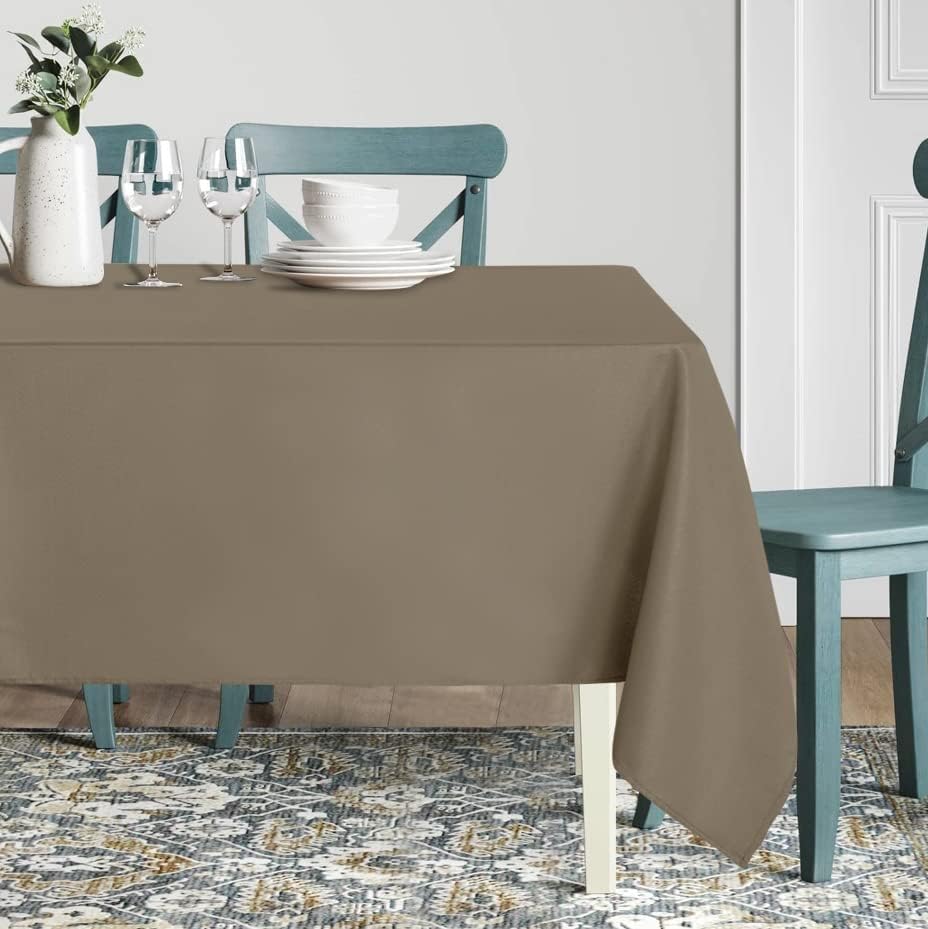 sancua Square Tablecloth - 60 x 60 Inch - Stain and Wrinkle Resistant Washable Polyester Table Cloth, Decorative Fabric Table Cover for Dining Tables, Buffet Parties and Camping, Taupe