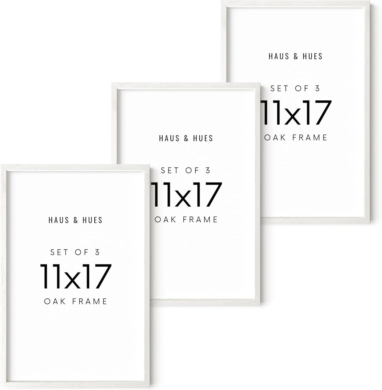 HAUS AND HUES Standalone White Oak Frame Set of 3-11x17