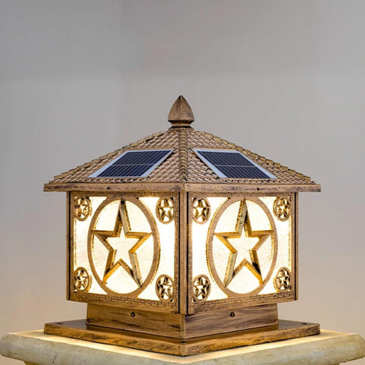 Solar Post Cap Light Modern Outdoor Fence Deck Column Cap Lamp Fence Deck Pillar Lantern Outside Housing Patio Landscape Lighting Flat Surface Posts Garden Decor IP65 Waterproof Entrance Pathway Lamps