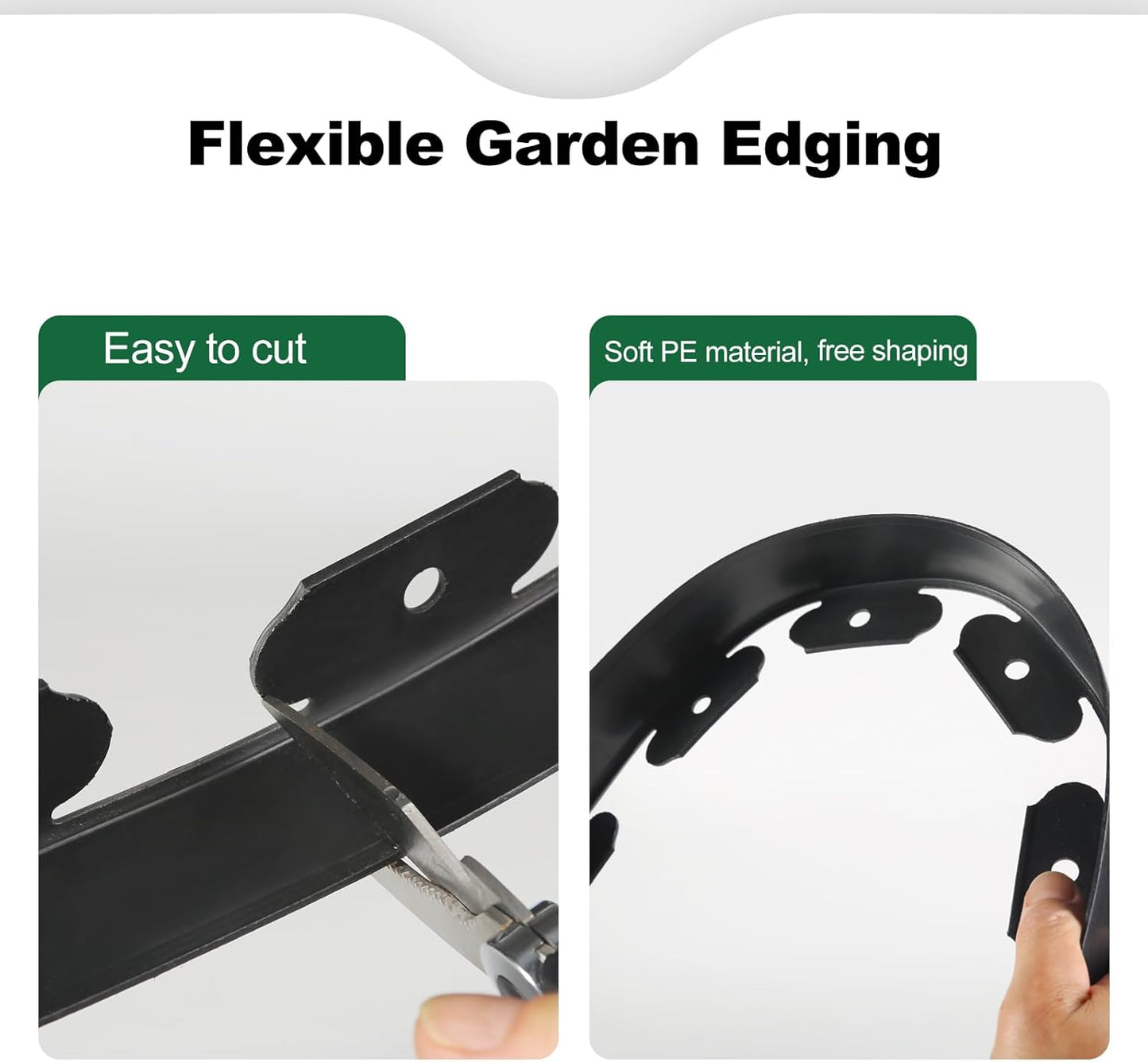 LINSHRY Landscape Edging, 40FT No Dig Garden Edging Border Kit with 48pcs Spikes, 2 Inch Tall Plastic Lawn Edging for Landscaping, Flower Bed, Grass, Yard