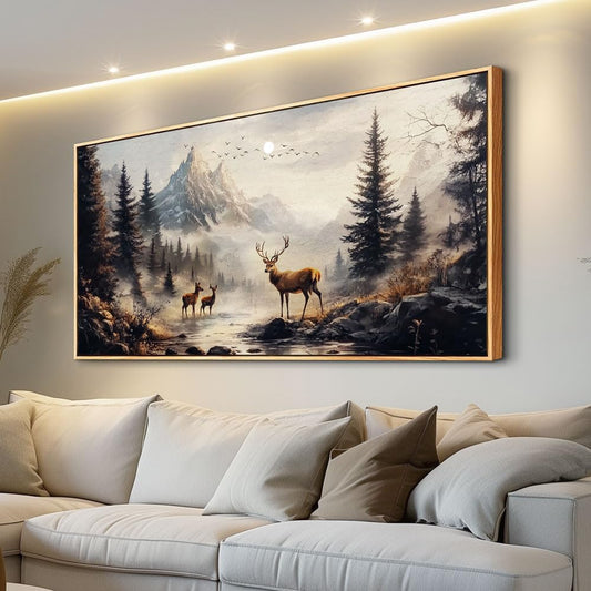 KELIYUAN Canvas Wall Art For Living Room Large Wall Decor For Bedroom Landscape Painting Of Elk Mountain Pictures Office Restaurant Wall Decoration Modern Room Home Decor Wood Framed 20"X40"