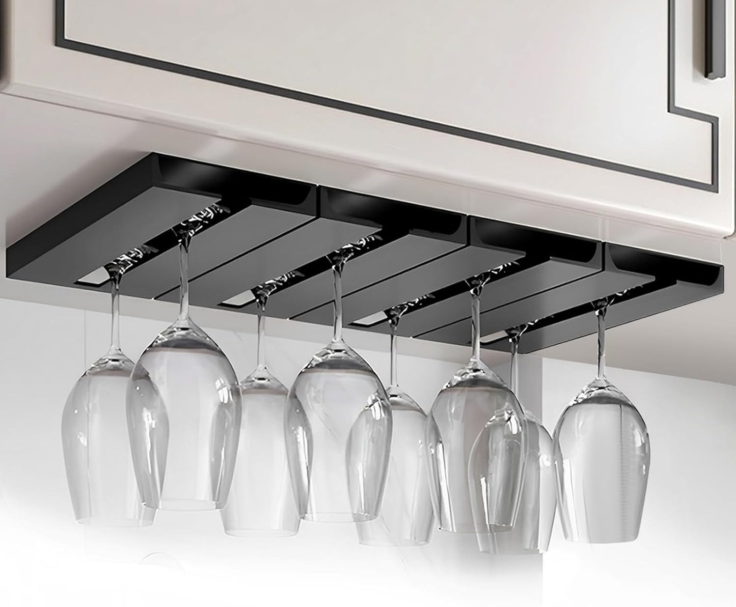 Wine Glass Holder Stemware Rack Hanger Under Cabinet or Counter for Bar,Kitchen and Restaurant Set of 4(black)