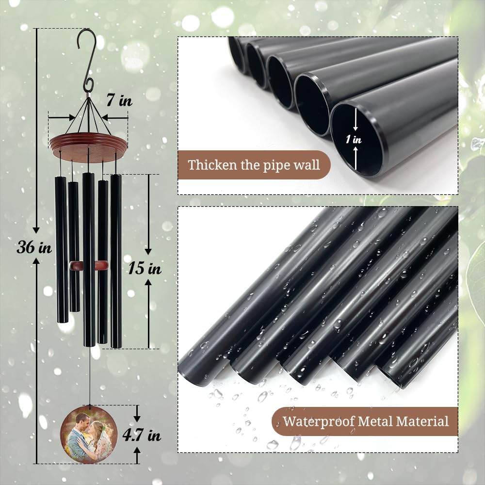 ASTARIN Wedding Wind Chimes for Outside, Custom Photo Personalized Wind Bells, Memorial Gifts for Anniversary, Celebration, Metal Wind Chime Gift in Garden, Patio, Porch, 36'' (Wedding-1)