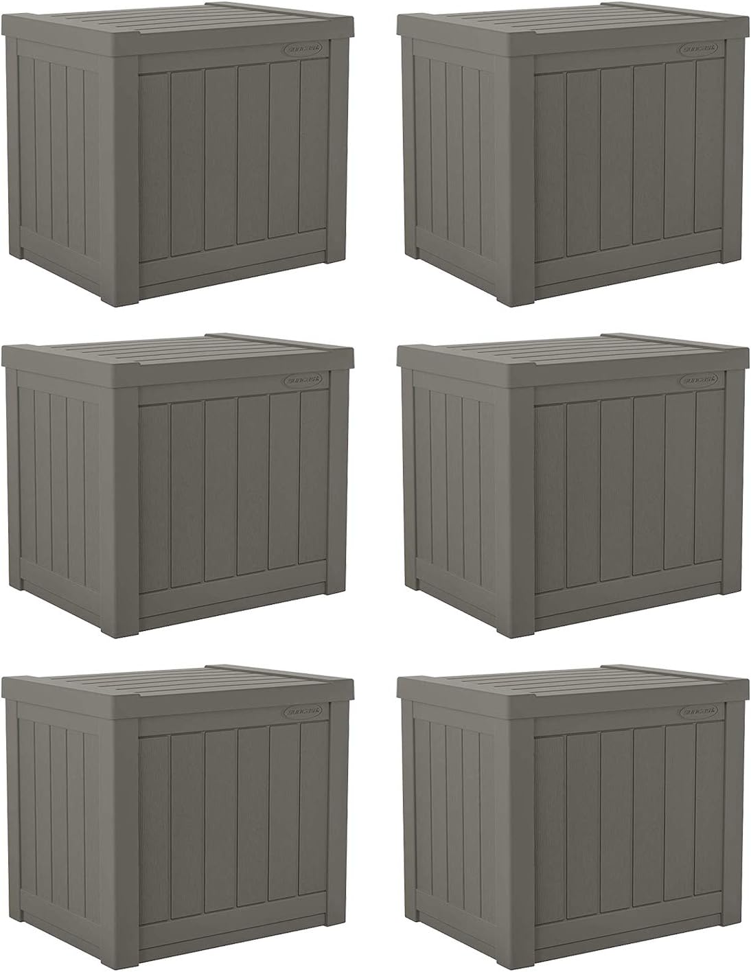 Suncast SS500ST 22 Gallon Small Resin Outdoor Patio Storage Deck Box (6 Pack)