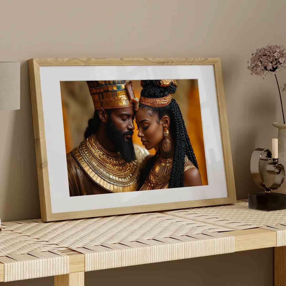 African American Wall Art Canvas King And Queen Wall Art Portrait Black Men And Women Painting Love Black Couple Painting Gold Crown African Woman Picture Abstract Living Room Decor 16x24inch No Frame