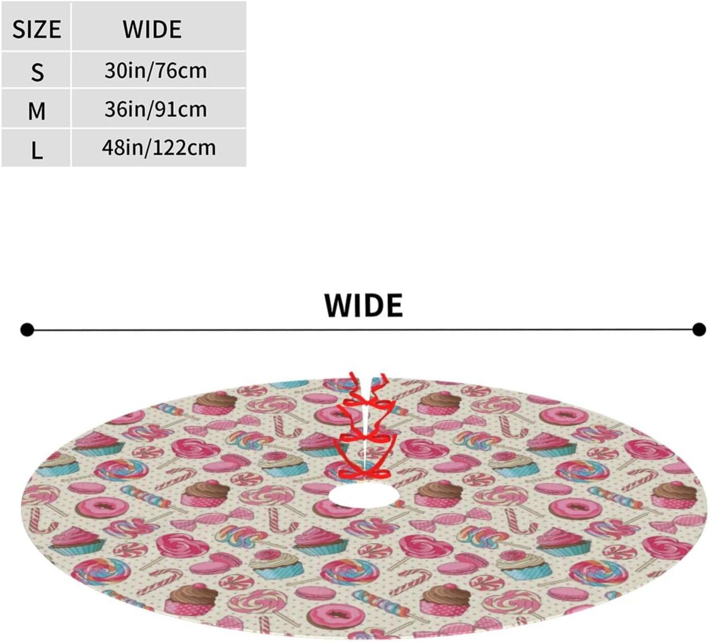 Christmas Tree Skirt,Sweet Lollipop Candy Macaroon Cupcake Donut Xmas Tree Skirt Rustic Farmhouse Tree Skirt for Christmas Decor Xmas Holiday Home Party Decorations36