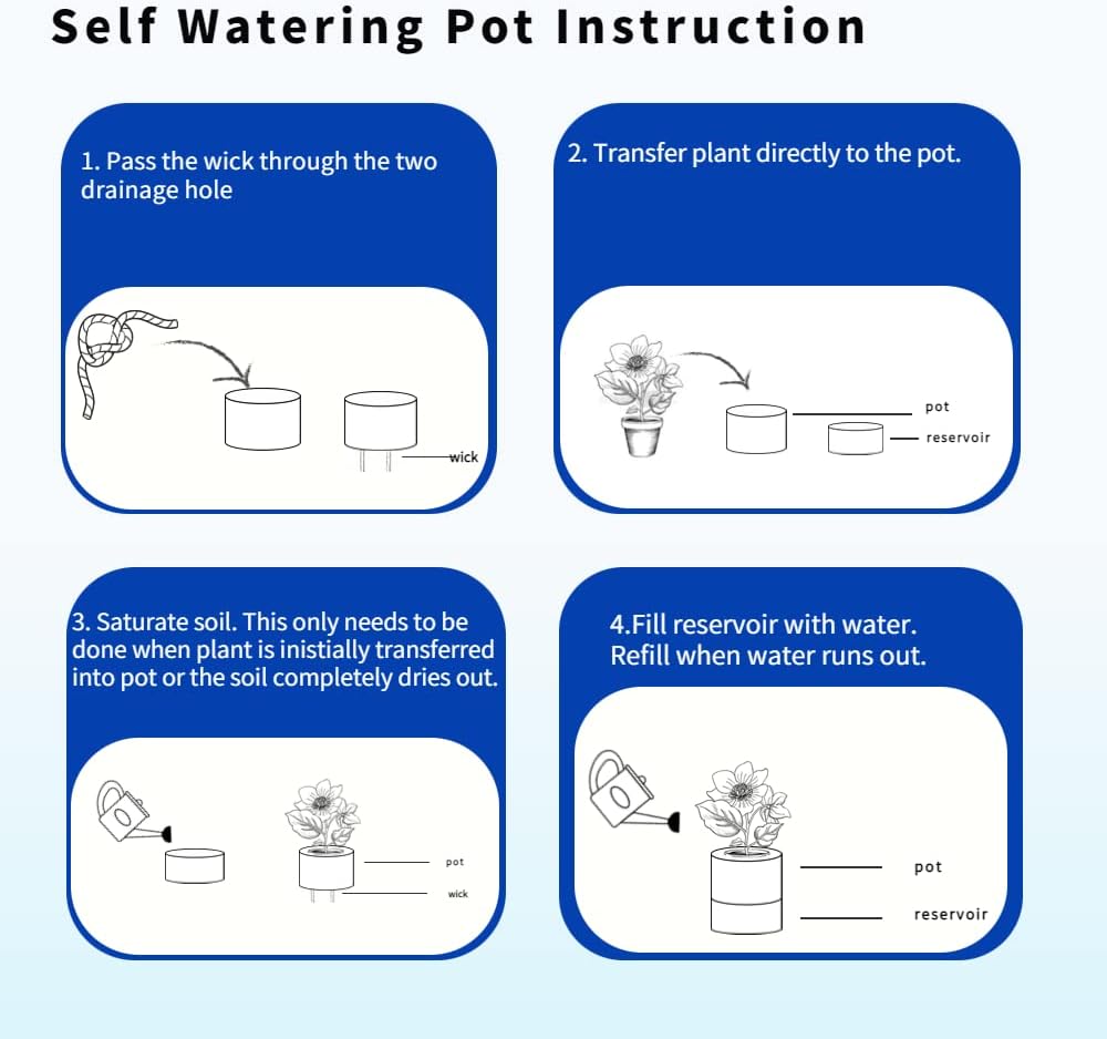 Nihow Self Watering Planter Accessory Set with Wick, Mesh - Enhance Your Plant's Growth and Health Easily