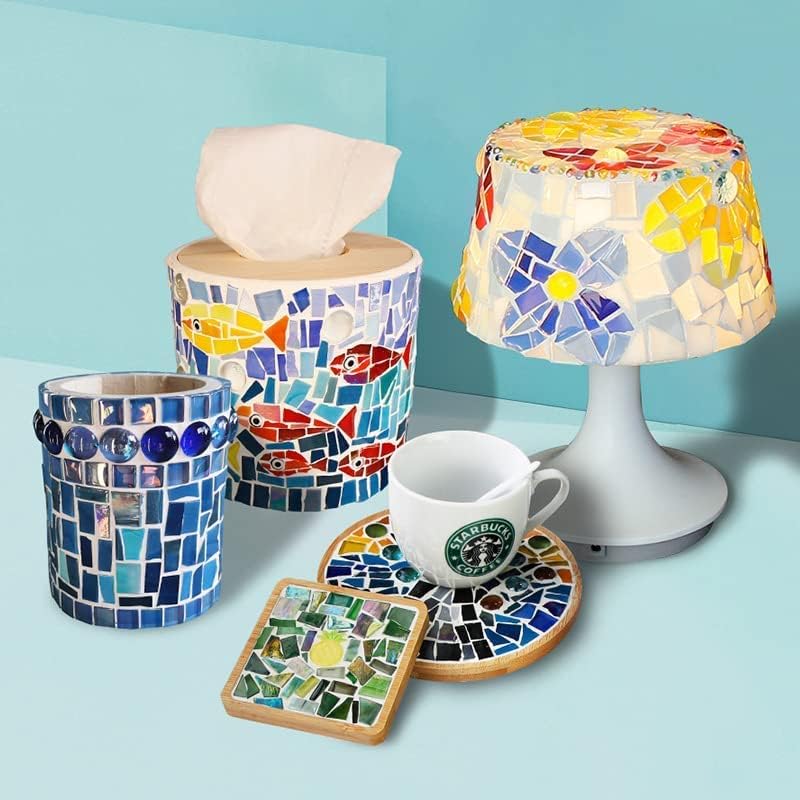 1.1 LB Irregular Crystal Mosaic Tiles,Small Particle Color Decal Crystal Glass Tile DIY Hobbies Children Handmade Crystal Craft for DIY Handmade Decorative Materials (Red Series)