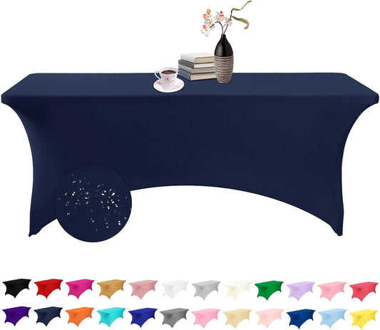 Spandex 6ft Waterproof Table Cover for Party,Wedding, Banquet, and Events(Navy)