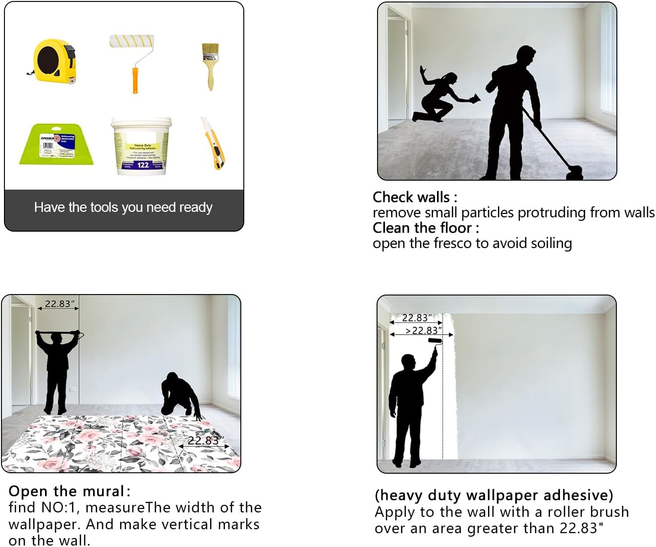 Grey Leaf Pink Flowers Mural Bedroom Floral Wallpaper Room Decor Living Room tv Background Large Wall Mural - 137"x96" (Not Peel and Stick)