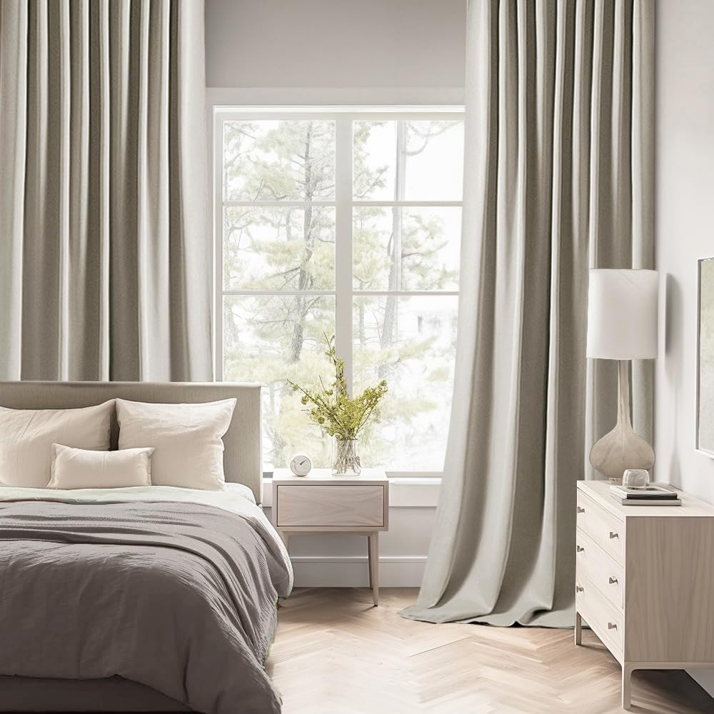 MIULEE Stone Back Tab Blackout Curtains 120 Inch Long 2 Panels Set for Bedroom, Rod Pocket/Pinch Pleated Extra Long Thermal Insulated Living Room Darkening Light Blocking 10FT Drapes