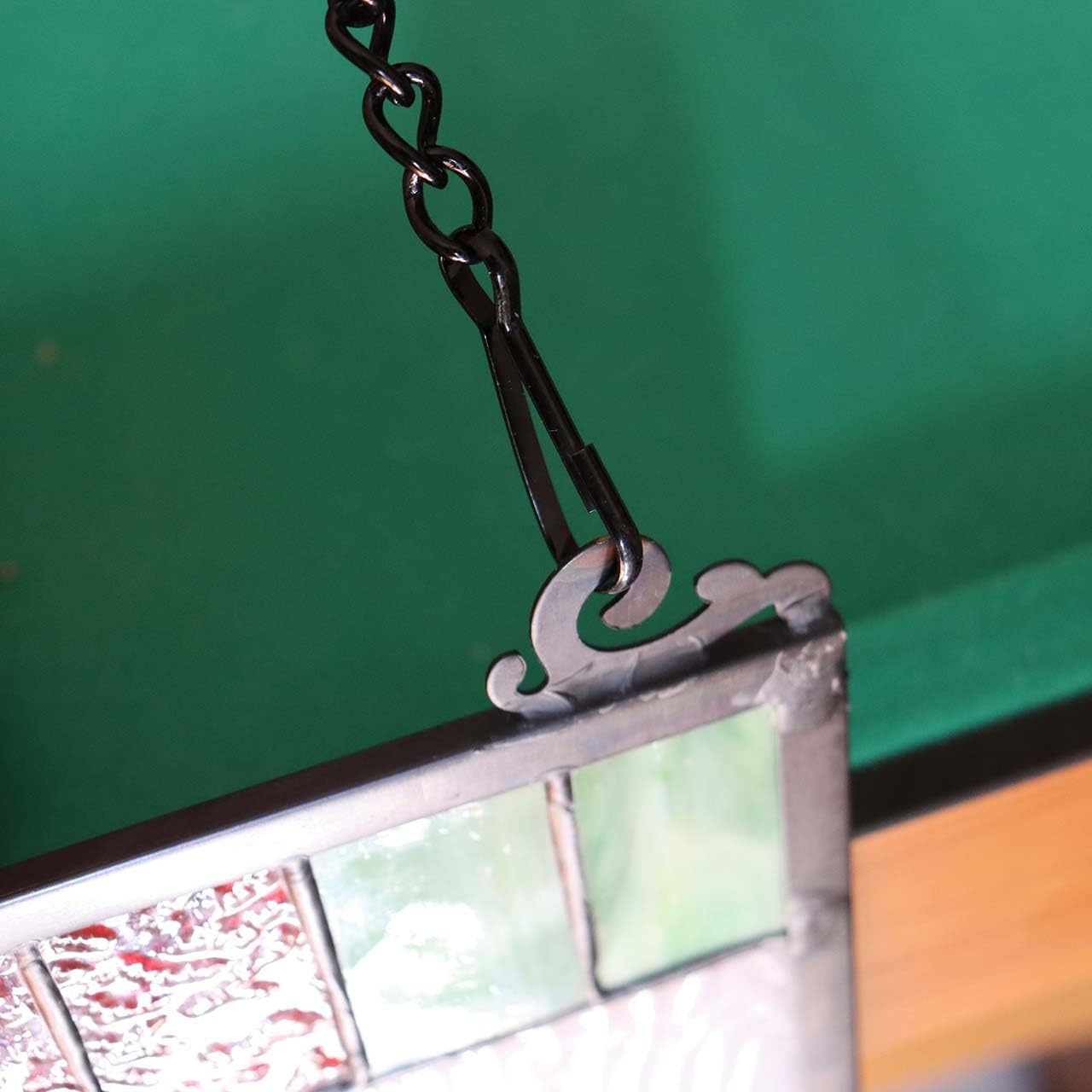 Bieye Geometric Color Block Tiffany Style Stained Glass Window Panel with Hanging Chain (18x25 inches W10092)