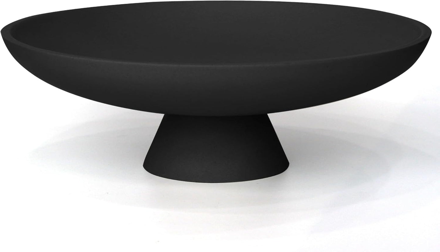 Modern Resin Pedestal Decorative Bowl, Large Fruit Bowl for Kitchen Counter, Stylish Key Bowl for Entryway Table, Matte Black