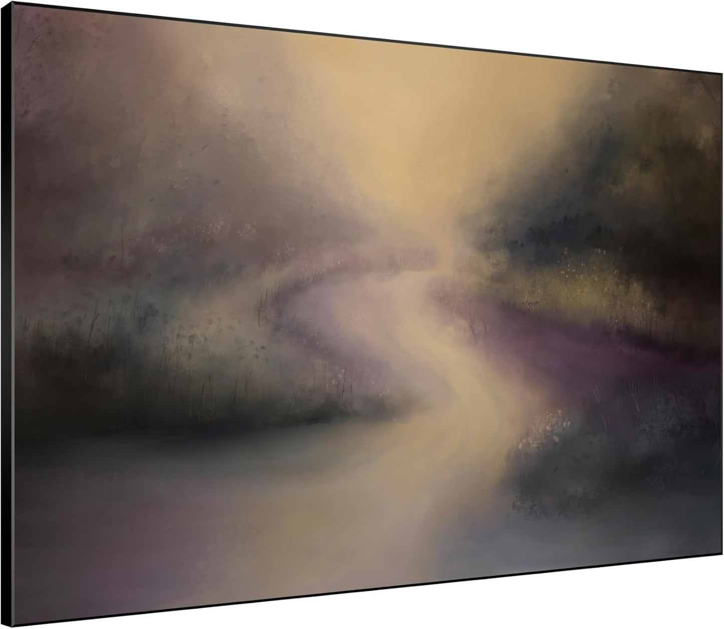 SIGNWIN 46"x60" Extra Large Framed Wall Art Golden Light River Path Dreamy Impressionist Landscape Illustration for Home Living Room Bedroom Decor (Frame Assembly Required)