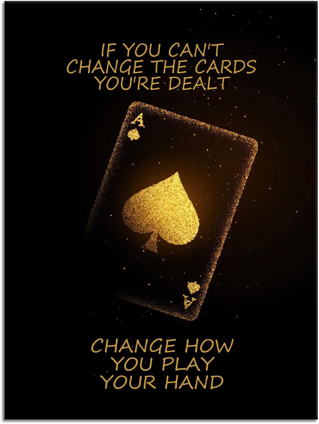 Poker Motivational Poster Ace of Spades Game Inspirational Wall Art Quotes Wall Decor for Living Room Bedroom Office Bathroom Canvas Print Artwork Framed Art Decoration Ready to Hang [18''Wx 24''H]